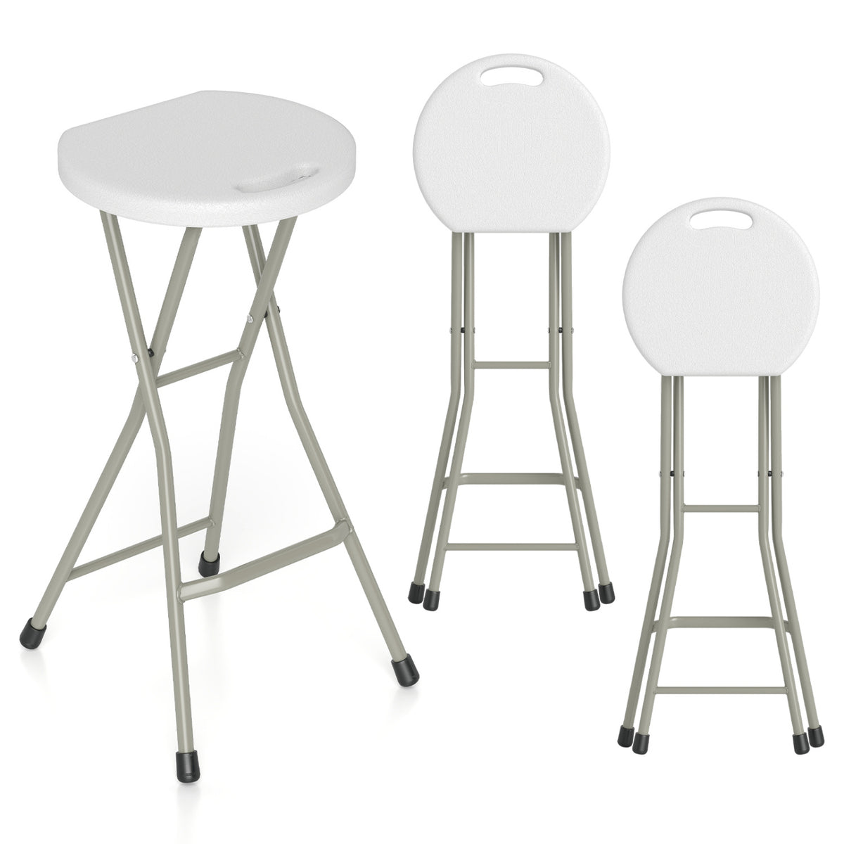Portable Folding Stools Patio Dining Chairs with 330lbs Limited Sturdy Frame-Set of 1/2