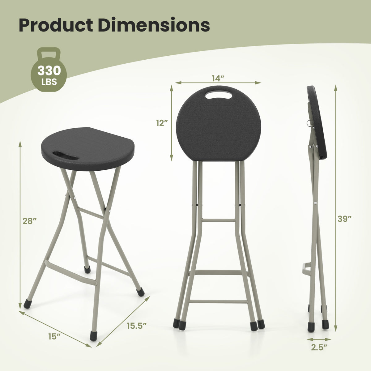 Portable Folding Stools with 330lbs Limited Sturdy Frame-2/Frame-1 Pieces/Piece