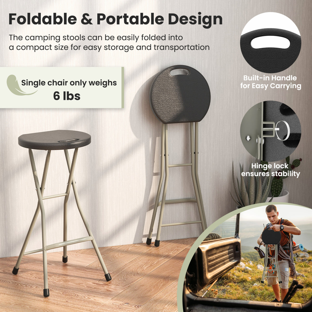 Portable Folding Stools with 330lbs Limited Sturdy Frame-2/Frame-1 Pieces/Piece