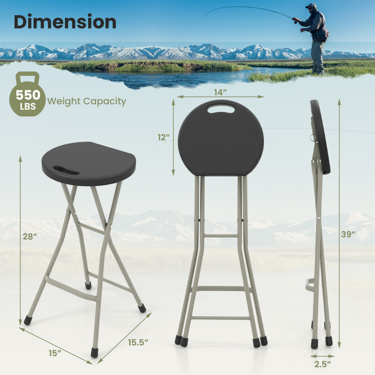Portable Folding Stools with 330lbs Limited Sturdy Frame-2/Frame-1 Pieces/Piece