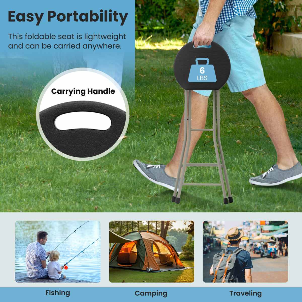 Portable Folding Stools with 330lbs Limited Sturdy Frame-2/Frame-1 Pieces/Piece