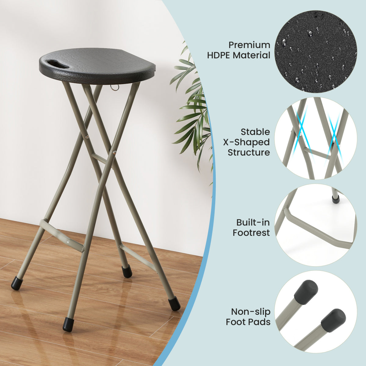 Portable Folding Stools with 330lbs Limited Sturdy Frame-2/Frame-1 Pieces/Piece