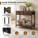 29.5â Narrow Console Table with 2 Fabric Drawers and Open Compartment