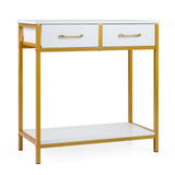 29.5â Narrow Console Table with 2 Fabric Drawers and Open Compartment