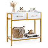 29.5â Narrow Console Table with 2 Fabric Drawers and Open Compartment