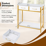 29.5â Narrow Console Table with 2 Fabric Drawers and Open Compartment