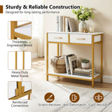 29.5â Narrow Console Table with 2 Fabric Drawers and Open Compartment