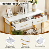 29.5â Narrow Console Table with 2 Fabric Drawers and Open Compartment