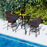 29â Bar Height Patio 360Â° Swivel Bar Stool with Cross-Woven Armrests Footrest and Seat Cushion