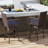29â Bar Height Patio 360Â° Swivel Bar Stool with Cross-Woven Armrests Footrest and Seat Cushion