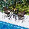 29â Bar Height Patio 360Â° Swivel Bar Stool with Cross-Woven Armrests Footrest and Seat Cushion