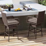 29â Bar Height Patio 360Â° Swivel Bar Stool with Cross-Woven Armrests Footrest and Seat Cushion