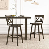 24/29 Inch Bar Stool Set of 2 Wooden Bar Chairs with Rubber Wood Frame