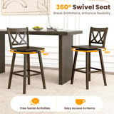 24/29 Inch Bar Stool Set of 2 Wooden Bar Chairs with Rubber Wood Frame