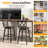 24/29 Inch Bar Stool Set of 2 Wooden Bar Chairs with Rubber Wood Frame