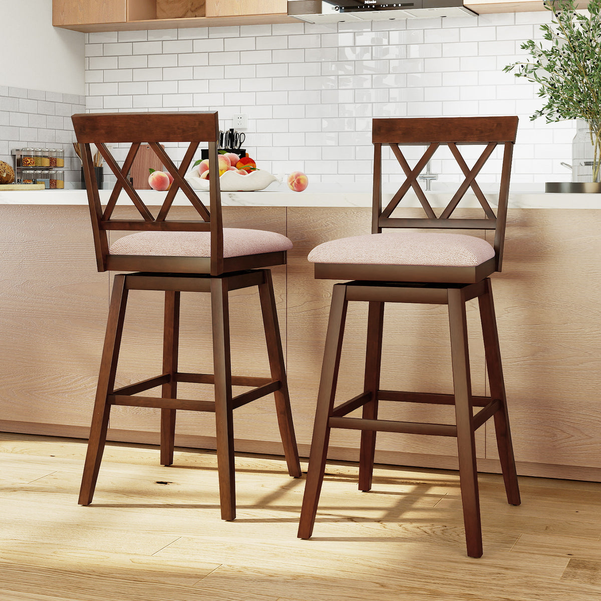 Counter Height Barstools with Backrest and Upholstered Seat Cushion for Kitchen Dining Room-24/Room-29 Inch