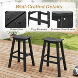29 Inch HDPE Patio Bar Stool Set of 2 Armless Saddle Stools