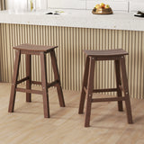 29 Inch HDPE Patio Bar Stool Set of 2 Armless Saddle Stools