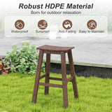 29 Inch HDPE Patio Bar Stool Set of 2 Armless Saddle Stools