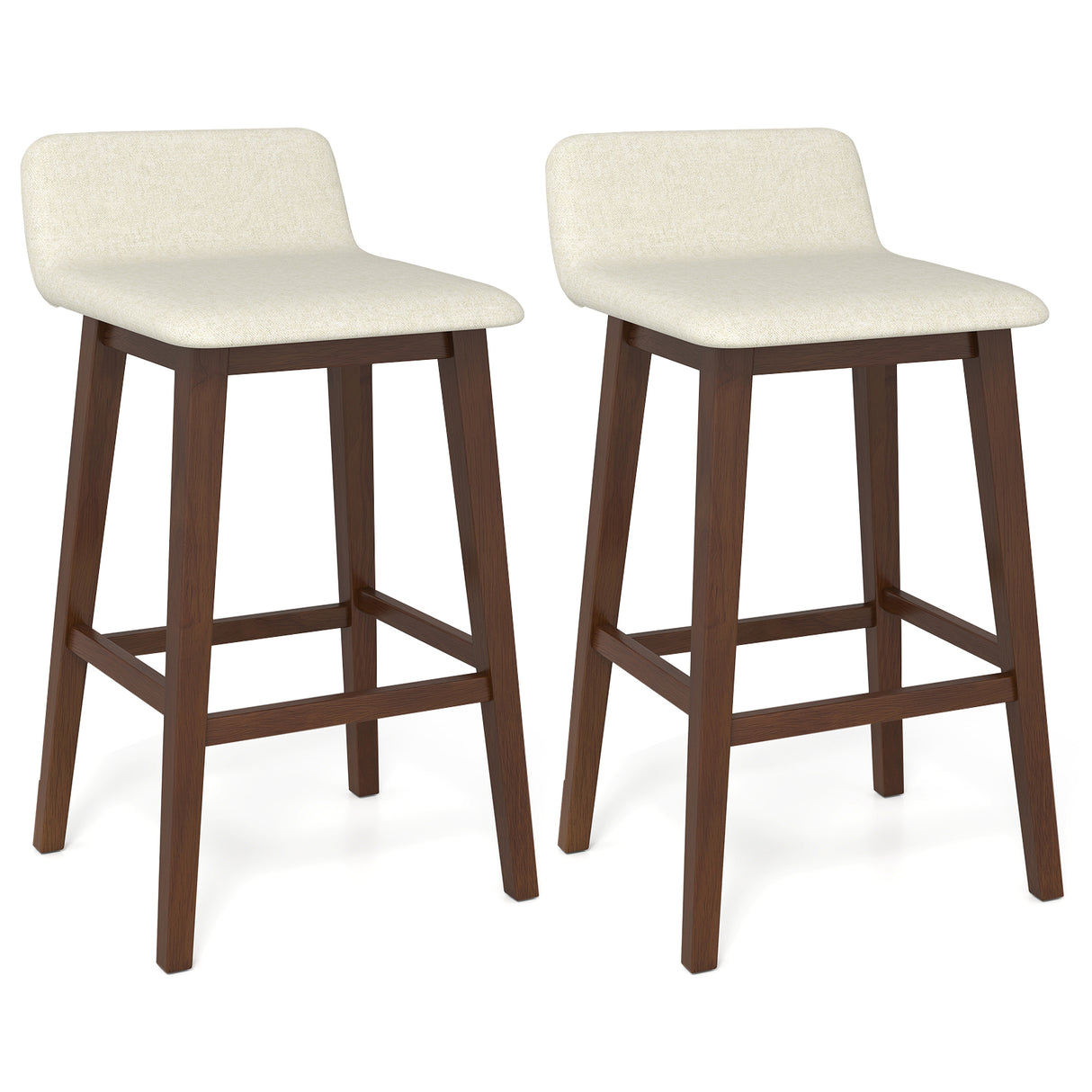 29 Inch Low-Back High-Top Chairs with Padded Seat and Rubber Wood Legs