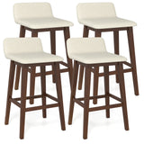 29 Inch Low-Back High-Top Chairs with Padded Seat and Rubber Wood Legs