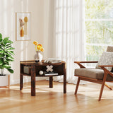 29.5 Inch Round Coffee Table with Storage Shelves for Small Space