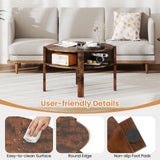 29.5 Inch Round Coffee Table with Storage Shelves for Small Space