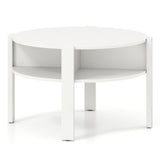 29.5 Inch Round Coffee Table with Storage Shelves for Small Space