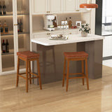 25/29 Inch Set of 2 Upholstered PU Leather Bar Stools with Saddle Seat