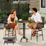 29 Inches Patio 360° Swivel Bar Stool with Cross-Woven Armrests and Seat Cushion-White