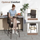 29 Inches Patio 360° Swivel Bar Stool with Cross-Woven Armrests and Seat Cushion-White