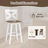 29" Rubberwood Swivel Barstools Set of 4 with Backrest and Large Seat