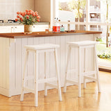 29" Set of 2 Saddle-Seat Counter Height Stools with Curved Seat and Footrests