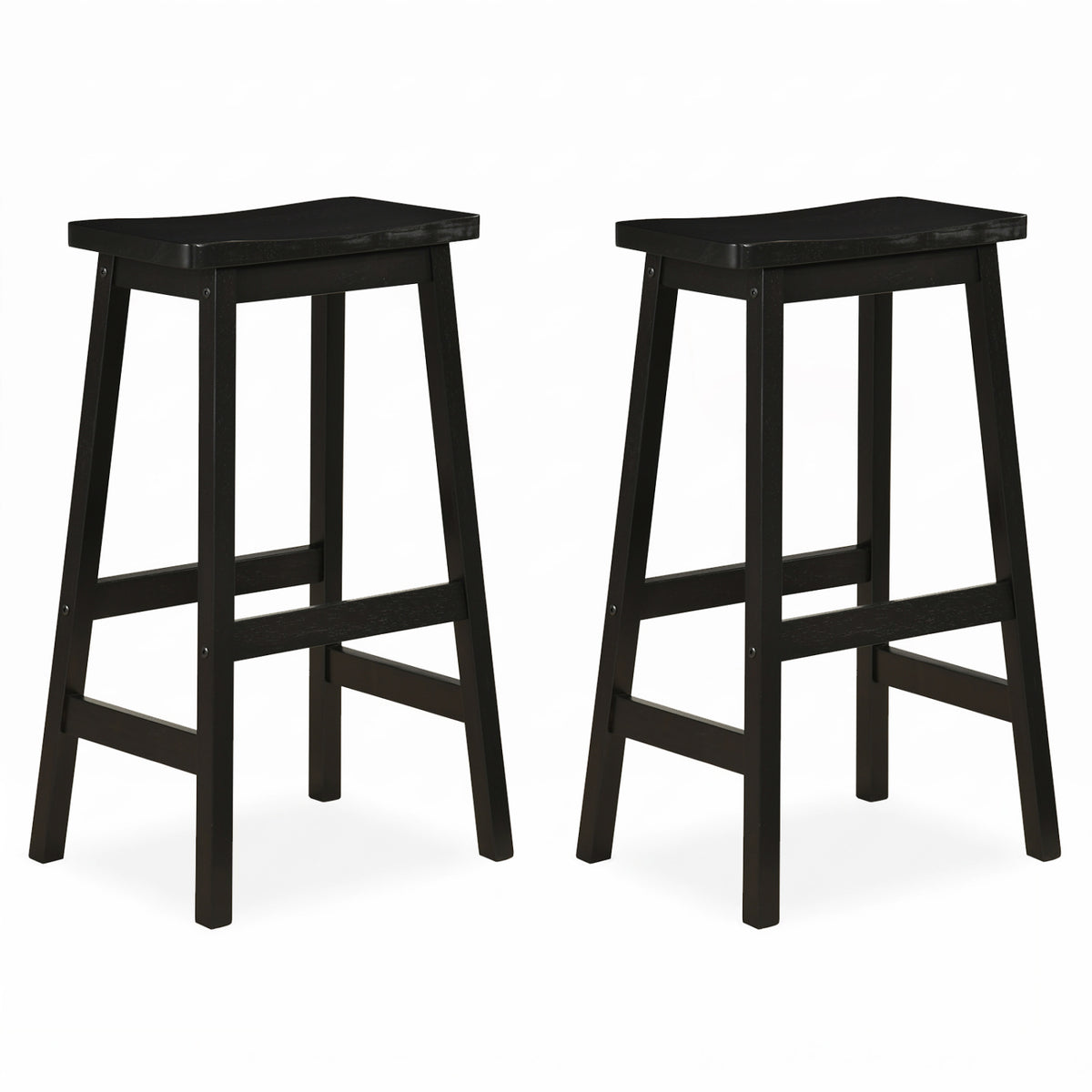 29" Set of 2 Saddle-Seat Counter Height Stools with Curved Seat and Footrests