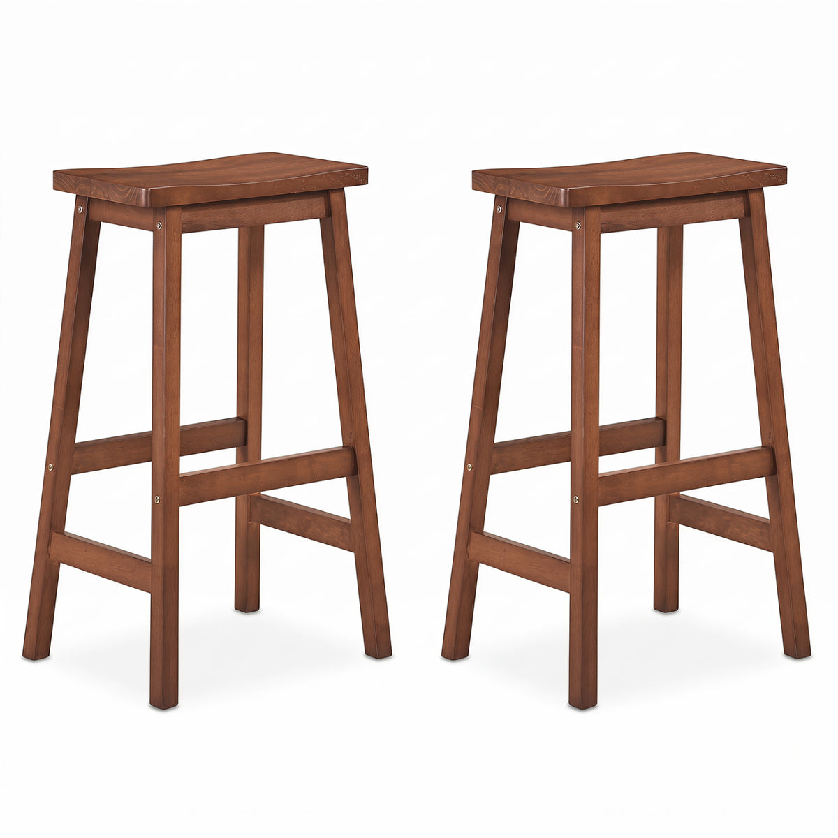 29" Set of 2 Saddle-Seat Counter Height Stools with Curved Seat and Footrests