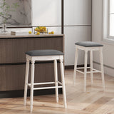 24 Inch Bar Stool Set of 2 with Padded Seat Cushions and Wood Legs