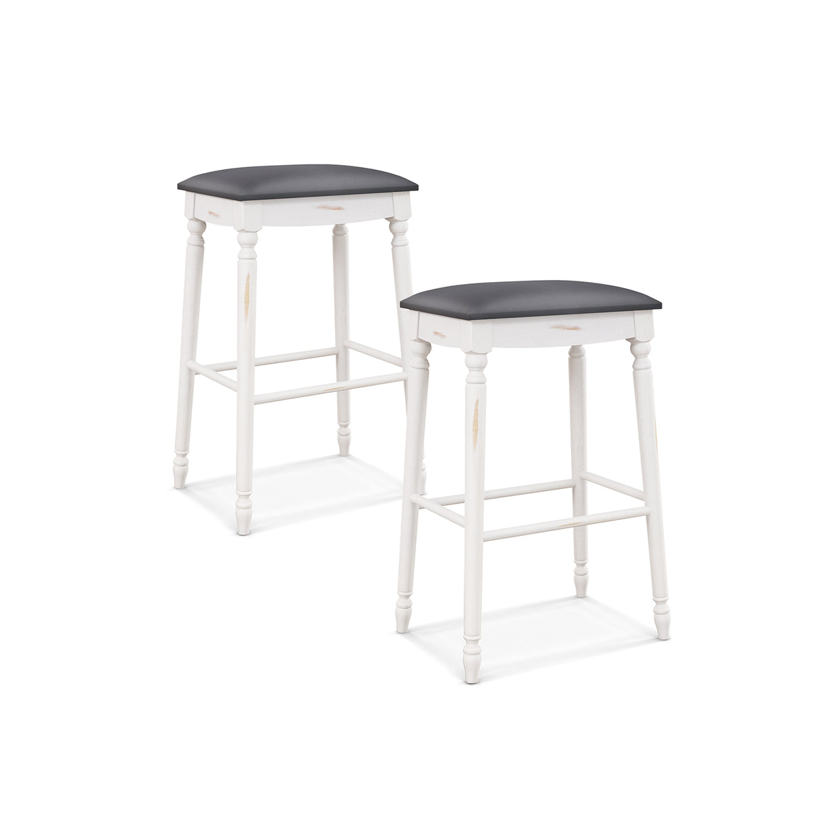 24 Inch Bar Stool Set of 2 with Padded Seat Cushions and Wood Legs