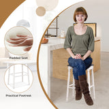 24 Inch Bar Stool Set of 2 with Padded Seat Cushions and Wood Legs