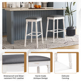 24 Inch Bar Stool Set of 2 with Padded Seat Cushions and Wood Legs