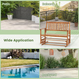 2 Seats Outdoor Glider Bench with Armrests and Slatted Seat