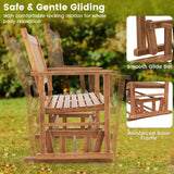 2 Seats Outdoor Glider Bench with Armrests and Slatted Seat