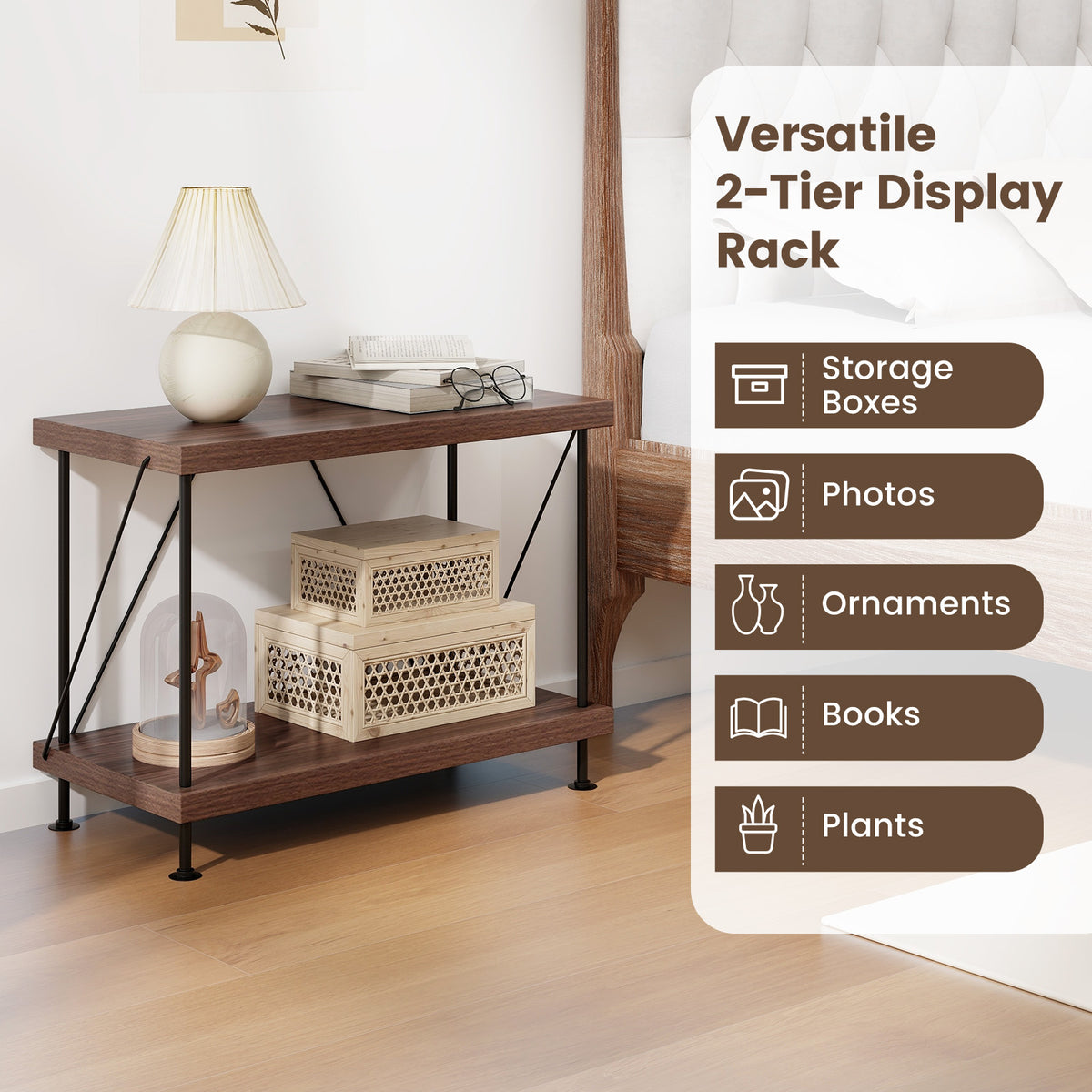 3-Tier Multipurpose Display Rack with Metal Frame