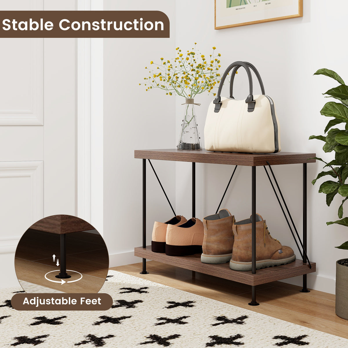 3-Tier Multipurpose Display Rack with Metal Frame