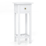 2 Tier Slim Nightstand Bedside Table with Drawer Shelf