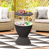 3 in 1 8 Gallon Patio Rattan Cooler Bar Table with Adjust Ice Bucket