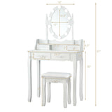 Makeup Dressing Table with Touch Switch Lighted Mirror and Cushioned Stool