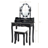 Oval Mirror Vanity Set  with 10 LED Dimmable Bulbs and 3 Drawers