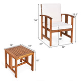 3PC Solid Wood Outdoor Patio Sofa Furniture Set