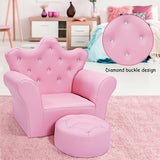 Pink Kids Sofa Armrest Couch with Ottoman