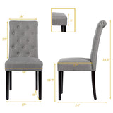 2 Pieces Tufted Dining Chair Set with Adjustable Anti-Slip Foot Pads